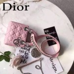DIOR-0019-11 早春專櫃同步LADY粉色原版羊皮小號手提單肩包戴妃包