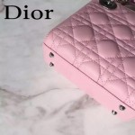 DIOR-0019-11 早春專櫃同步LADY粉色原版羊皮小號手提單肩包戴妃包