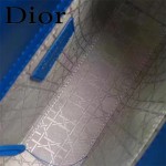 DIOR-0020-10 最新設計LADY四格藍色原版羊皮配三個徽章手提單肩包戴妃包