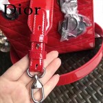 DIOR-0021-3 個性經典新款四格Lucky Badges紅色原版漆皮手提單肩包