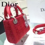 DIOR M44501-5 高級定制款紅色原版布料燙鑽迷你手提單肩包戴妃包