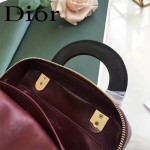DIOR-0017-3 秋冬專櫃櫥窗款Lilybag棗紅拼黑色原版皮全拉鏈手提單肩包