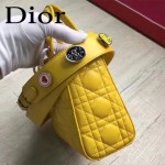 DIOR-0020-8 最新設計LADY四格黃色原版羊皮配三個徽章手提單肩包戴妃包