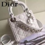 DIOR-0019-5 早春專櫃同步LADY白色原版羊皮小號手提單肩包戴妃包