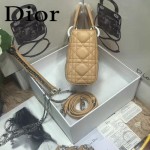 DIOR-0019-4 早春專櫃同步LADY杏色原版羊皮小號手提單肩包戴妃包