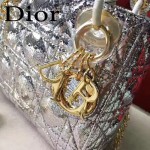 DIOR-0012-2 高級定制Cannage三格藤格紋銀色原版瓷磚效果鹿皮手提單肩包