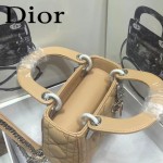 DIOR-0019-4 早春專櫃同步LADY杏色原版羊皮小號手提單肩包戴妃包