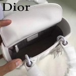 DIOR-0020-7 最新設計LADY四格白色原版羊皮配三個徽章手提單肩包戴妃包