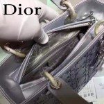 DIOR M44500 名媛必備單品五格灰色原版布料燙鑽手提單肩包戴妃包