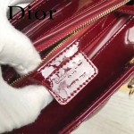 DIOR-007-4 人氣經典款女士七格棗紅色原版漆皮金扣手提單肩包戴妃包