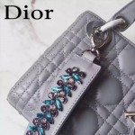 DIOR-0019-6 早春專櫃同步LADY灰色原版羊皮小號手提單肩包戴妃包