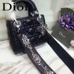 DIOR-0013 早春專櫃最新款黑色原版小羊皮小號單肩斜挎包戴妃包