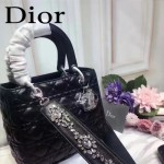 DIOR-0014 早春專櫃新款lady黑色原版小羊皮手提單肩包戴妃包