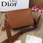 DIOR-0016 專櫃海報款復古字母五金土黃色原版牛皮單肩斜挎包