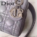 DIOR-0019-6 早春專櫃同步LADY灰色原版羊皮小號手提單肩包戴妃包