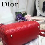 DIOR-0014-2 早春專櫃新款lady紅色原版小羊皮手提單肩包戴妃包