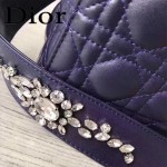 DIOR-0013-5 早春專櫃最新款藍色原版小羊皮小號單肩斜挎包戴妃包