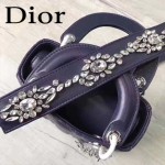 DIOR-0013-5 早春專櫃最新款藍色原版小羊皮小號單肩斜挎包戴妃包