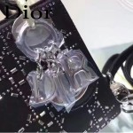 DIOR M44501-2 高級定制款黑色原版布料燙鑽迷你手提單肩包戴妃包