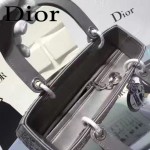 DIOR M44500 名媛必備單品五格灰色原版布料燙鑽手提單肩包戴妃包