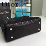 DIOR-0020-5 最新設計LADY四格黑色原版羊皮配三個徽章手提單肩包戴妃包