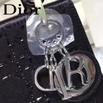 DIOR M44501-3 高級定制款黑色原版布料燙鑽迷你手提單肩包戴妃包