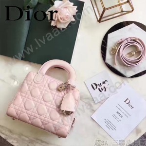 DIOR-0017-2 秋冬專櫃櫥窗款Lilybag粉色原版皮全拉鏈手提單肩包