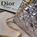 DIOR-0012-2 高級定制Cannage三格藤格紋銀色原版瓷磚效果鹿皮手提單肩包