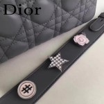 DIOR-0020 最新設計LADY四格灰色原版羊皮配三個徽章手提單肩包戴妃包