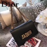 DIOR-008-5 個性百搭限量版J’ADIOR字母金屬黑色原版牛皮單肩斜挎包