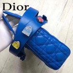 DIOR-0020-10 最新設計LADY四格藍色原版羊皮配三個徽章手提單肩包戴妃包