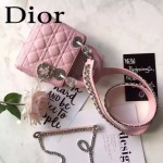 DIOR-0019-11 早春專櫃同步LADY粉色原版羊皮小號手提單肩包戴妃包