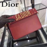 DIOR-009-2 歐美流行新款JADIOR字母金屬紅色原版牛皮手拎包手拿包