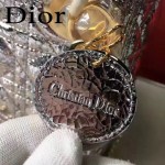 DIOR-0012-2 高級定制Cannage三格藤格紋銀色原版瓷磚效果鹿皮手提單肩包