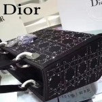 DIOR M44500-3 名媛必備單品五格黑色原版布料燙鑽手提單肩包戴妃包