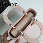 DIOR-0020-3 最新設計LADY四格粉色原版羊皮配三個徽章手提單肩包戴妃包