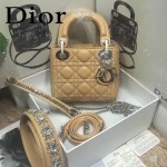 DIOR-0019-4 早春專櫃同步LADY杏色原版羊皮小號手提單肩包戴妃包