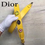 DIOR-0020-8 最新設計LADY四格黃色原版羊皮配三個徽章手提單肩包戴妃包