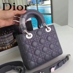 DIOR-0020 最新設計LADY四格灰色原版羊皮配三個徽章手提單肩包戴妃包