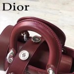 DIOR-0020-9 最新設計LADY四格棗紅色原版羊皮配三個徽章手提單肩包戴妃包
