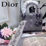 DIOR-0013-3 早春專櫃最新款灰色原版小羊皮小號單肩斜挎包戴妃包