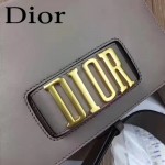DIOR-0016-4 專櫃海報款復古字母五金灰色原版牛皮單肩斜挎包
