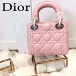 DIOR-0019-9 早春專櫃同步LADY粉紅色原版羊皮小號手提單肩包戴妃包