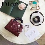 DIOR-0017-3 秋冬專櫃櫥窗款Lilybag棗紅拼黑色原版皮全拉鏈手提單肩包