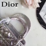 DIOR-0012-3 高級定制Cannage三格藤格紋銀色原版瓷磚效果鹿皮手提單肩包