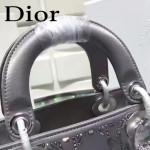DIOR M44501 高級定制款銀灰色原版布料燙鑽迷你手提單肩包戴妃包