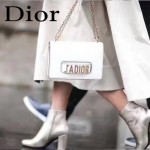 DIOR-008-4 個性百搭限量版J’ADIOR字母金屬白色原版牛皮單肩斜挎包