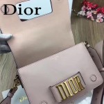 DIOR-0016-5 專櫃海報款復古字母五金粉色原版牛皮單肩斜挎包
