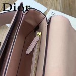 DIOR-0016-5 專櫃海報款復古字母五金粉色原版牛皮單肩斜挎包