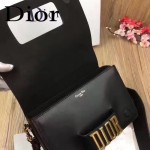 DIOR-0016-2 專櫃海報款復古字母五金黑色原版牛皮單肩斜挎包